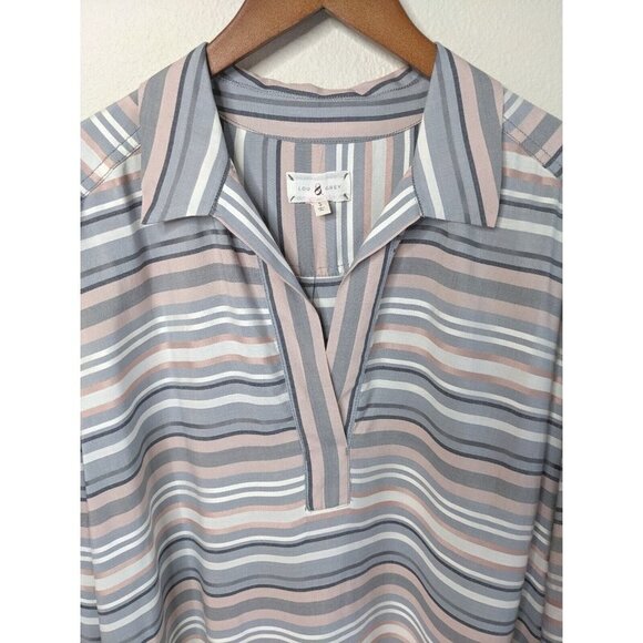 Lou & Grey Loft Coastal Beach Chic Striped Tunic Top Size Small Oversized fit B3 - Picture 5 of 8